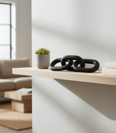 Arlo Wood 3 Link Chain Decor. Handmade Wooden Chain Ornament. Natural Wood Link Sculpture. Wooden Chain Decor for Coffee Table. Modern Rustic Home Decor. Artisan Crafted Wooden Decor. Decorative Wooden Chain Links. Minimalist Home Accent. Scandinavian Interior Accessory. Organic Wood Table Decor. Handcrafted Solid Wood Sculpture. Neutral Toned Home Styling. Black Wood Chain Decor. White Wood Chain Decor. Natural Wood Chain Decor. Brown Wood Chain Decor. Modern Coffee Table Styling Piece. Contemporary Wooden Art Object. Eco-Friendly Home Decor Accessory. Unique Handmade Wood Ornament.