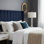 Azelina Table Lamp. Ribbed glass lamp. Silver metal base. Ivory fabric shade. Modern lighting. Contemporary table lamp. Elegant lamp décor. Neutral lighting accessory. Glass and metal lamp. Ambient lighting. Bedroom lamp. Living room table lamp. Designer lighting.