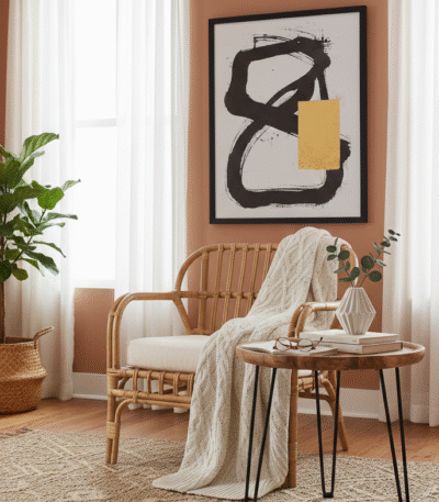 Bayur Mango Wood Side Table. Mango wood furniture. Round wood table. Black iron legs. Modern side table. Sustainable furniture. Rustic accent table. Industrial wood table. Compact side table. Scandinavian furniture. Eco-friendly wood table.