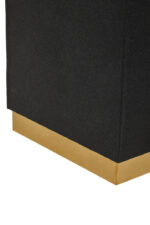 Corina Square Shagreen Stool. Square shagreen stool. Luxury accent stool. Black and gold stool. Textured leather stool. Modern footstool. Art deco stool. Bedroom accent stool. Living room stool. Boutique style furniture. Luxury seating. Contemporary home furniture. Designer stool. Metallic base stool. Compact accent furniture.