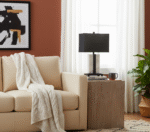 Elda Table Lamp. White marble lamp. Black fabric shade. Modern lighting. Contemporary décor. Minimalist lamp. Marble and metal lamp. Elegant table lamp. Designer lighting. Bedroom lamp. Living room light. Sleek home accessory.