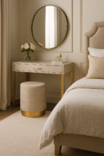 Fiora Shagreen Round Stool. Shagreen leather stool. Gold stainless steel base. Round accent stool. Modern luxury seating. Textured stool. Contemporary home décor. Boutique furniture. Durable design. Elegant accent piece.