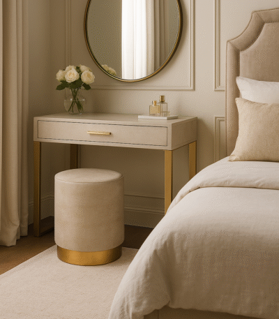 Fiora Shagreen Round Stool. Shagreen leather stool. Gold stainless steel base. Round accent stool. Modern luxury seating. Textured stool. Contemporary home décor. Boutique furniture. Durable design. Elegant accent piece.