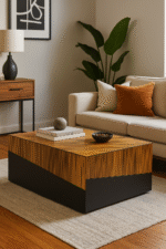 Gale Coffee Table. Natural bamboo furniture. Two-tone coffee table. Ebony finish base. Small and large coffee tables. Modern living room table. Minimalist bamboo design. Organic wood furniture. Handcrafted coffee table. Contemporary statement piece.