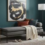 Haisley Day Bed. Dark grey day bed. Contemporary day bed. Minimalist bed. Black metal legs. Upholstered day bed. Modern bedroom furniture. Living room seating. Comfortable day bed. Sleek lounge bed. Nordic style furniture. Stylish upholstered bed.