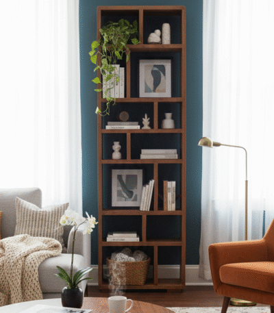 Leo Shelf Unit. Sheesham wood furniture. Acacia wood shelf. Modern shelving unit. Contemporary storage. Functional design. Minimalist wood shelf. Natural wood finish. Living room furniture. Office storage. Scandinavian shelf unit. Durable shelving solution.