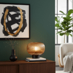 Lula Table Lamp. Smoked Glass Table Lamp. Ribbed Glass Shade Lamp. Black Metal Base Lamp. Retro Table Lamp. Vintage Style Lighting. Art Deco Table Lamp. Contemporary Accent Lamp. Ambient Lighting Feature. Boutique Style Lamp. Side Table Lamp. Desk Lamp. Living Room Lamp. Small & Large Table Lamp. Stylish Home Lighting.