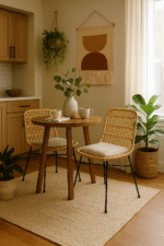 Milan Natural Rattan Chair. Handwoven rattan furniture. Natural rattan chair. Black iron legs. Boho accent chair. Rustic natural seating. Artisanal craftsmanship. Coastal-inspired furniture. Contemporary organic design. Lightweight natural chair.