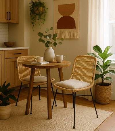 Milan Natural Rattan Chair. Handwoven rattan furniture. Natural rattan chair. Black iron legs. Boho accent chair. Rustic natural seating. Artisanal craftsmanship. Coastal-inspired furniture. Contemporary organic design. Lightweight natural chair.