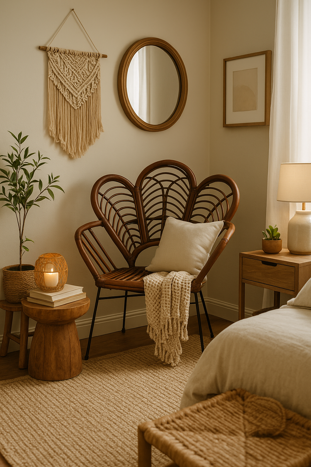 Milan Rattan Chair Milan Rattan Chair. Handwoven rattan furniture. Brown rattan chair. Sculptural rattan backrest. Black metal legs. Rustic boho seating. Natural handcrafted furniture. Coastal accent chair. Artisan-made rattan chair. Contemporary organic design.