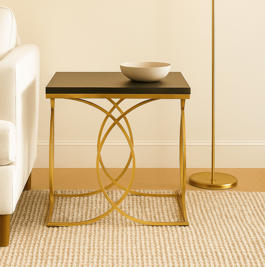 Miro Side Table Miro Side Table. Black marble furniture. Gold finish side table. Modern luxury décor. Minimalist accent table. Stainless steel frame. Elegant living room table. Marble and gold furniture. Compact modern table. Designer home accent.