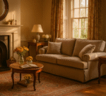 Reid 2 Seater Velvet Sofa. Black velvet sofa. Mink velvet sofa. Grey velvet sofa. Two-seater couch. Key-arm sofa. Wooden base sofa. Modern velvet furniture. Boutique living room seating. Luxury home décor.