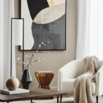 Sage Floor Lamp. Black and White Floor Lamp. Iron Base Lamp. White Linen Shade Lamp. Modern Floor Lamp. Minimalist Lighting. Monochrome Home Décor. Contemporary Floor Lamp. Stylish Lighting Feature. Elegant Home Lighting. Scandinavian Lighting. Industrial Style Lamp. Durable Floor Lamp. Ambient Light Fixture. Designer Floor Lamp.