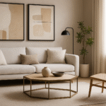 Sana Hexagonal Coffee Table. Oak veneer coffee table. Brushed brass frame. Hexagonal table. Modern coffee table. Minimalist furniture. Contemporary living room table. Scandinavian décor. Boutique coffee table. Wood and metal furniture.