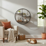 Virello 3 Tier Shelf. Wall Mounted Shelf. Industrial Wall Shelf. Glass and Wood Shelf. Three Tier Wall Shelf. Modern Storage Shelf. Space Saving Shelf. Rounded Metal Frame Shelf. Contemporary Wall Storage. Decorative Wall Unit. Living Room Wall Shelf. Bedroom Wall Shelf. Office Storage Shelf. Stylish Display Shelf. Mixed Material Shelf. Modern Industrial Furniture. Floating Wall Shelf. Minimalist Wall Decor. Compact Wall Organizer. Designer Wall Shelf.