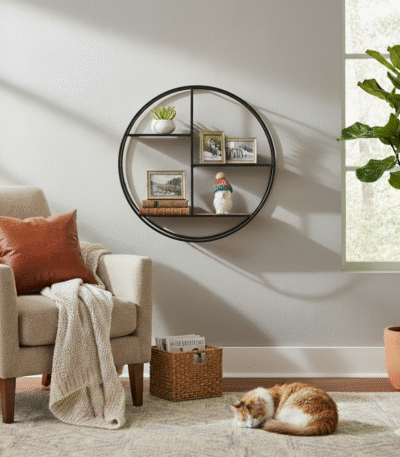 Virello 3 Tier Shelf. Wall Mounted Shelf. Industrial Wall Shelf. Glass and Wood Shelf. Three Tier Wall Shelf. Modern Storage Shelf. Space Saving Shelf. Rounded Metal Frame Shelf. Contemporary Wall Storage. Decorative Wall Unit. Living Room Wall Shelf. Bedroom Wall Shelf. Office Storage Shelf. Stylish Display Shelf. Mixed Material Shelf. Modern Industrial Furniture. Floating Wall Shelf. Minimalist Wall Decor. Compact Wall Organizer. Designer Wall Shelf.