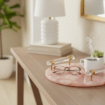 Wren Pink Quartz Tray. Natural Quartz Tray. Gold Finish Tray. Acrylic Handle Tray. Luxury Decorative Tray. Modern Accent Tray. Elegant Home Décor. Stylish Coffee Table Tray. Dressing Table Accessory. Contemporary Home Accessory. Pink Stone Tray. Sophisticated Home Accent. Designer Tray. Marble Effect Tray.