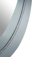 Crest Silver Wall Mirror. Round silver mirror. Minimalist wall mirror. Modern iron frame mirror. Elegant home décor. Contemporary wall accent. Sleek silver finish. Easy to hang mirror. Statement round mirror.