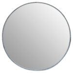 Crest Silver Wall Mirror. Round silver mirror. Minimalist wall mirror. Modern iron frame mirror. Elegant home décor. Contemporary wall accent. Sleek silver finish. Easy to hang mirror. Statement round mirror.