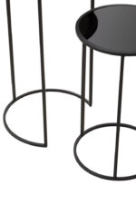 Veca Set of 2 Plant Stands. Modern plant stands. Black mirrored top stands. Minimalist indoor planters. Contemporary home décor. Decorative metal stands. Durable and elegant.