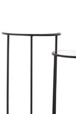 Veca Set of 2 Plant Stands. Modern plant stands. Black mirrored top stands. Minimalist indoor planters. Contemporary home décor. Decorative metal stands. Durable and elegant.