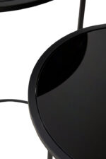 Veca Set of 2 Plant Stands. Modern plant stands. Black mirrored top stands. Minimalist indoor planters. Contemporary home décor. Decorative metal stands. Durable and elegant.