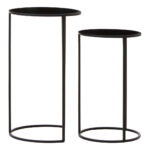 Veca Set of 2 Plant Stands. Modern plant stands. Black mirrored top stands. Minimalist indoor planters. Contemporary home décor. Decorative metal stands. Durable and elegant.