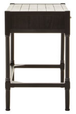 Marin 2 Drawer Pine Desk. Black pine desk. Modern home office furniture. Wooden writing desk. Two drawer desk. Traditional carved legs. Silver handle desk. Classic study table. Elegant workspace furniture.