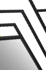 Cero Hexagonal Wall Mirror. Black metal mirror. Hexagonal wall mirror. Geometric wall décor. Modern accent mirror. Industrial home décor. Textured frame mirror. Contemporary mirror design. Bold statement piece.