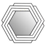Cero Hexagonal Wall Mirror. Black metal mirror. Hexagonal wall mirror. Geometric wall décor. Modern accent mirror. Industrial home décor. Textured frame mirror. Contemporary mirror design. Bold statement piece.