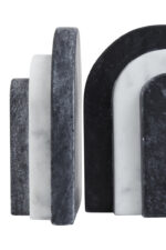 Lea Black and White Marble Bookends. Modern marble décor. Two-tone marble bookends. Geometric home accessories. Luxury bookshelf décor. Contemporary book supports. Minimalist marble design.