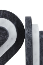 Lea Black and White Marble Bookends. Modern marble décor. Two-tone marble bookends. Geometric home accessories. Luxury bookshelf décor. Contemporary book supports. Minimalist marble design.