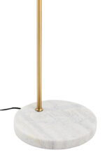 Kelson Floor Lamp. Gold floor lamp. White marble base lamp. Modern standing lamp. Minimalist lighting. Luxury floor light. Gold and white lamp. Elegant home lighting. Contemporary floor lamp. Designer lighting fixture. Living room lamp. Bedroom floor light. Marble and gold décor. Ambient lighting design. Tall floor lamp. Modern interior décor. Sleek metal floor lamp. Stylish home accessory. Luxury lighting solution. Statement floor lamp.