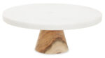 Lura Marble & Acacia Wood Cake Stand. Marble cake stand. Acacia wood base. Modern serveware. Elegant dessert display. Rustic kitchen accessory. Natural marble top. Stylish dining décor. Contemporary cake stand.