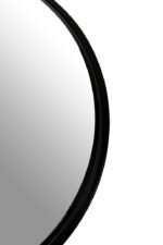Velin Matte Black Wall Mirror. Round wall mirror. Black metal mirror. Modern home décor. Minimalist mirror design. Contemporary wall accent. Circular mirror. Sleek matte finish. Industrial style mirror. Elegant home accessory.