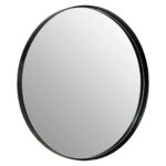 Velin Matte Black Wall Mirror. Round wall mirror. Black metal mirror. Modern home décor. Minimalist mirror design. Contemporary wall accent. Circular mirror. Sleek matte finish. Industrial style mirror. Elegant home accessory.
