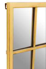 Frey Panelled Wall Mirror. Gold panel mirror. Rectangular wall mirror. Window-style mirror. Industrial wall décor. Modern gold mirror. Grid design wall mirror. Contemporary mirror. Elegant home accessory.