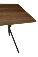 Cadren Dining Table. Modern dining table. Brown veneer tabletop. X-shaped metal base. Family dining furniture. Industrial style dining table. Contemporary wood table. Durable dining furniture.