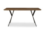 Cadren Dining Table. Modern dining table. Brown veneer tabletop. X-shaped metal base. Family dining furniture. Industrial style dining table. Contemporary wood table. Durable dining furniture.