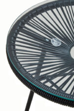 Raven Rattan 3 Piece Patio Set. Modern patio furniture. Rattan outdoor set. Black rattan chairs. Weather-resistant patio set. Contemporary garden furniture. Steel frame outdoor set. Balcony furniture. Outdoor seating set.