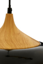 Blake Metal & Wood Pendant Light. Modern pendant light. Black metal light. Wood top pendant. Industrial lighting. Scandinavian pendant light. Dining room light. Kitchen island pendant. Warm modern décor.