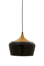 Blake Metal & Wood Pendant Light. Modern pendant light. Black metal light. Wood top pendant. Industrial lighting. Scandinavian pendant light. Dining room light. Kitchen island pendant. Warm modern décor.