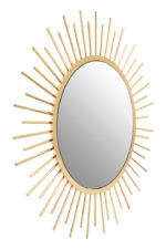 Raku Gold Sunburst Wall Mirror. Gold wall mirror. Sunburst mirror. Round metal mirror. Luxury wall décor. Statement wall art. Radiant gold frame. Modern classic mirror. Sculptural décor accent.