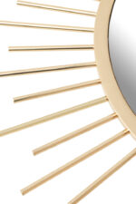 Raku Gold Sunburst Wall Mirror. Gold wall mirror. Sunburst mirror. Round metal mirror. Luxury wall décor. Statement wall art. Radiant gold frame. Modern classic mirror. Sculptural décor accent.