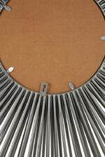 Voss Silver Sunburst Wall Mirror. Silver wall mirror. Sunburst mirror design. Modern wall décor. Round decorative mirror. Iron frame mirror. Contemporary silver décor. Reflective wall art. Statement mirror.