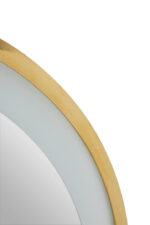 Enso Illuminated Gold Round Mirror. LED wall mirror. Gold round mirror. Modern illuminated mirror. Light-up wall mirror. Contemporary gold décor. Luxury bathroom mirror. Glam dressing mirror. Ambient light mirror.