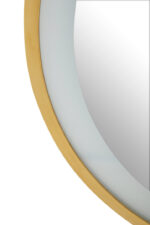 Enso Illuminated Gold Round Mirror. LED wall mirror. Gold round mirror. Modern illuminated mirror. Light-up wall mirror. Contemporary gold décor. Luxury bathroom mirror. Glam dressing mirror. Ambient light mirror.