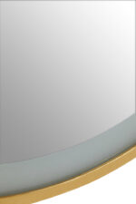 Enso Illuminated Gold Round Mirror. LED wall mirror. Gold round mirror. Modern illuminated mirror. Light-up wall mirror. Contemporary gold décor. Luxury bathroom mirror. Glam dressing mirror. Ambient light mirror.