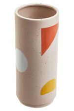 Tovi Abstract Vase. Multicoloured ceramic vase. Abstract geometric design. Hand-carved vase. Bright decorative accent. Modern ceramic décor. Artistic home accessory. Cylindrical vase. Contemporary colourful vase.