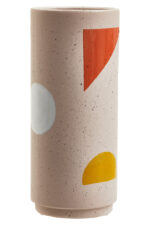 Tovi Abstract Vase. Multicoloured ceramic vase. Abstract geometric design. Hand-carved vase. Bright decorative accent. Modern ceramic décor. Artistic home accessory. Cylindrical vase. Contemporary colourful vase.